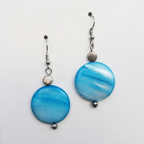 Blue Disc Earrings - Picture 1 of 1